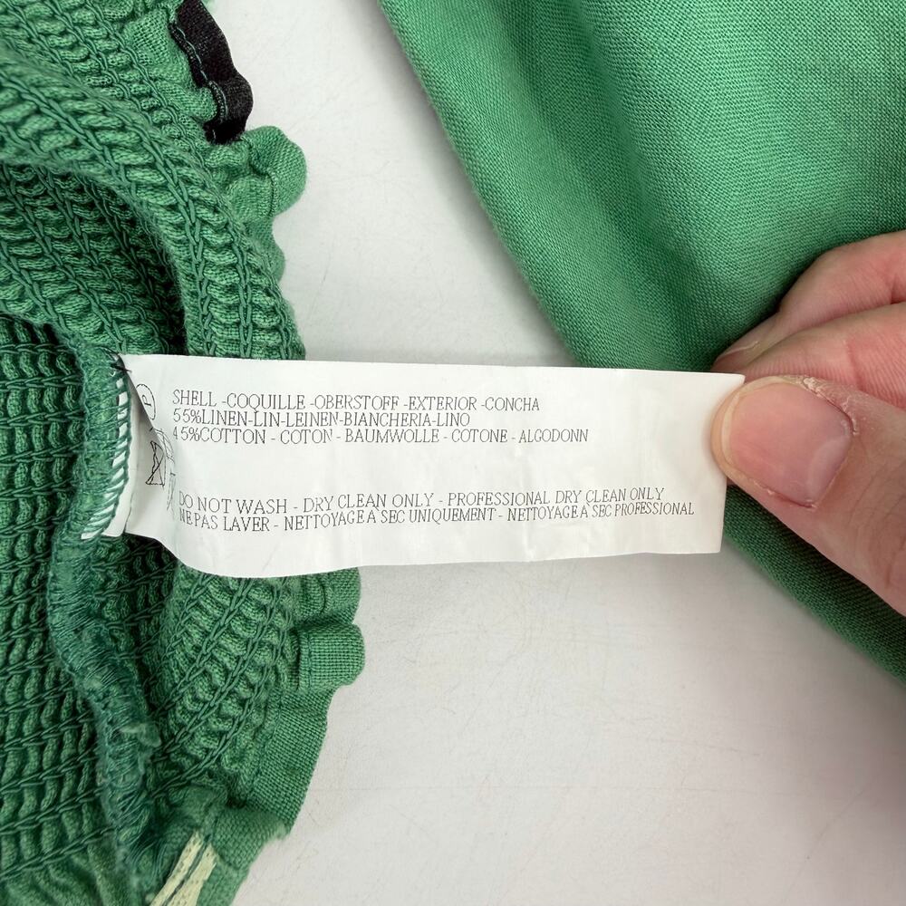 Capulet Gracia Smocked Puffed Sleeve Linen Cotton Green Carnivale Print Crop Top - Picture 12 of 13